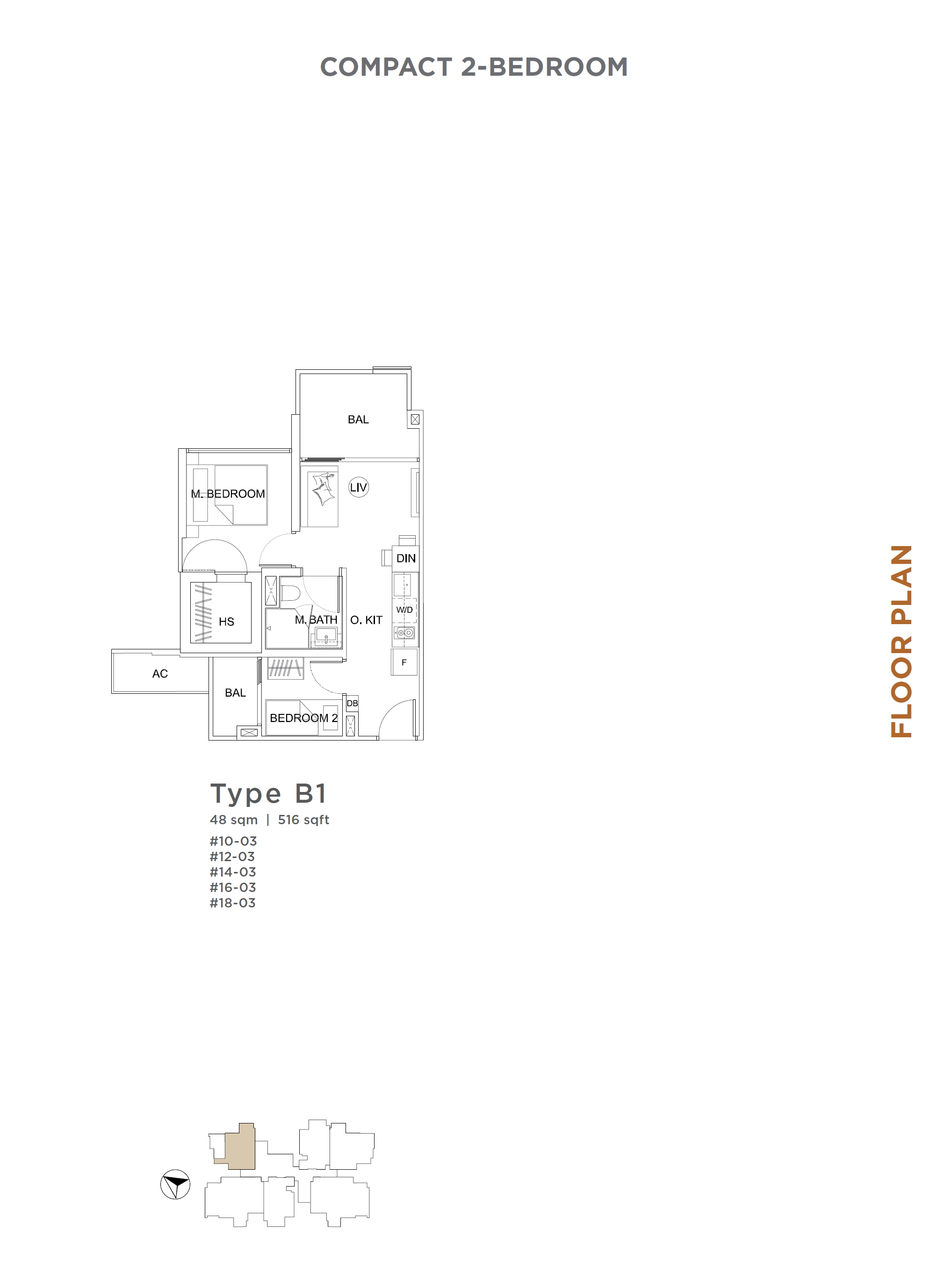 Uptown @ Farrer 1 Bedroom Floor Plan 1
