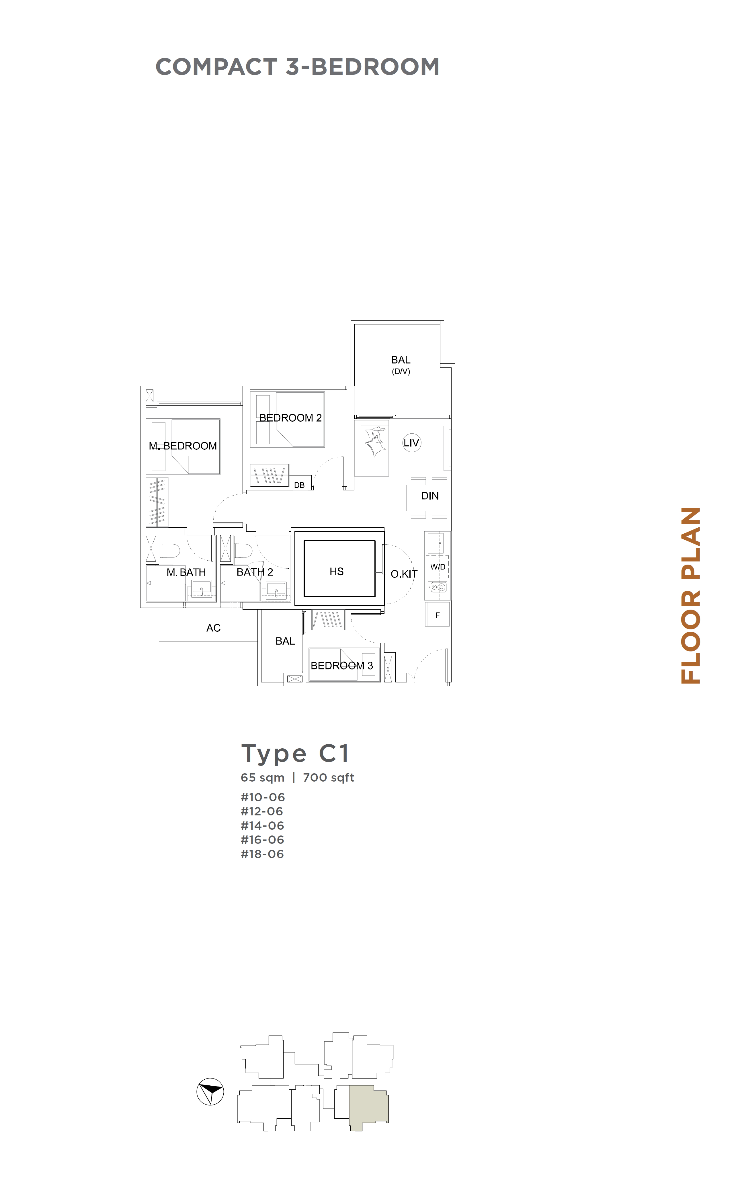 Uptown @ Farrer 1 Bedroom Floor Plan 2