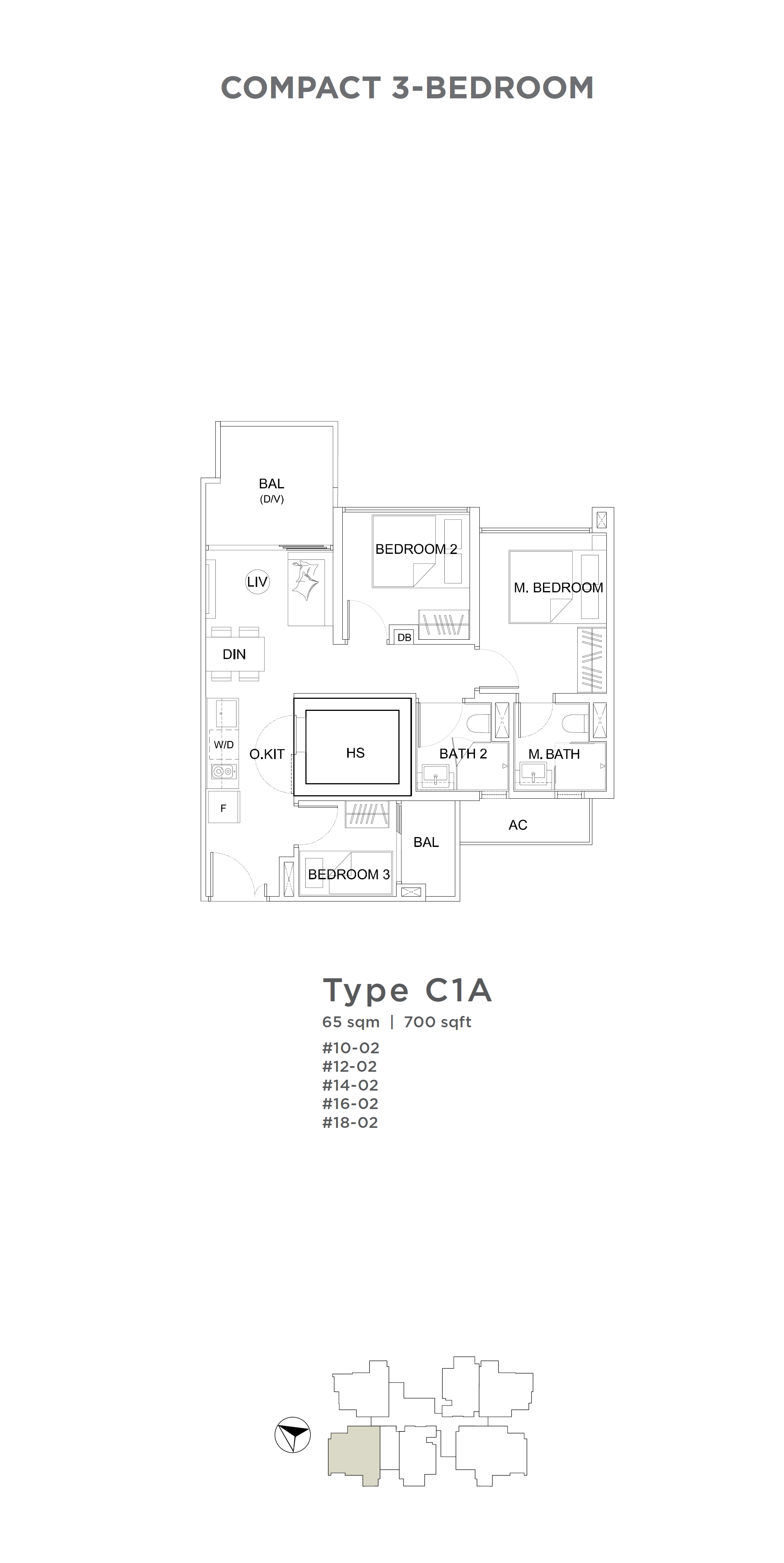 Uptown @ Farrer 1 Bedroom Floor Plan 3