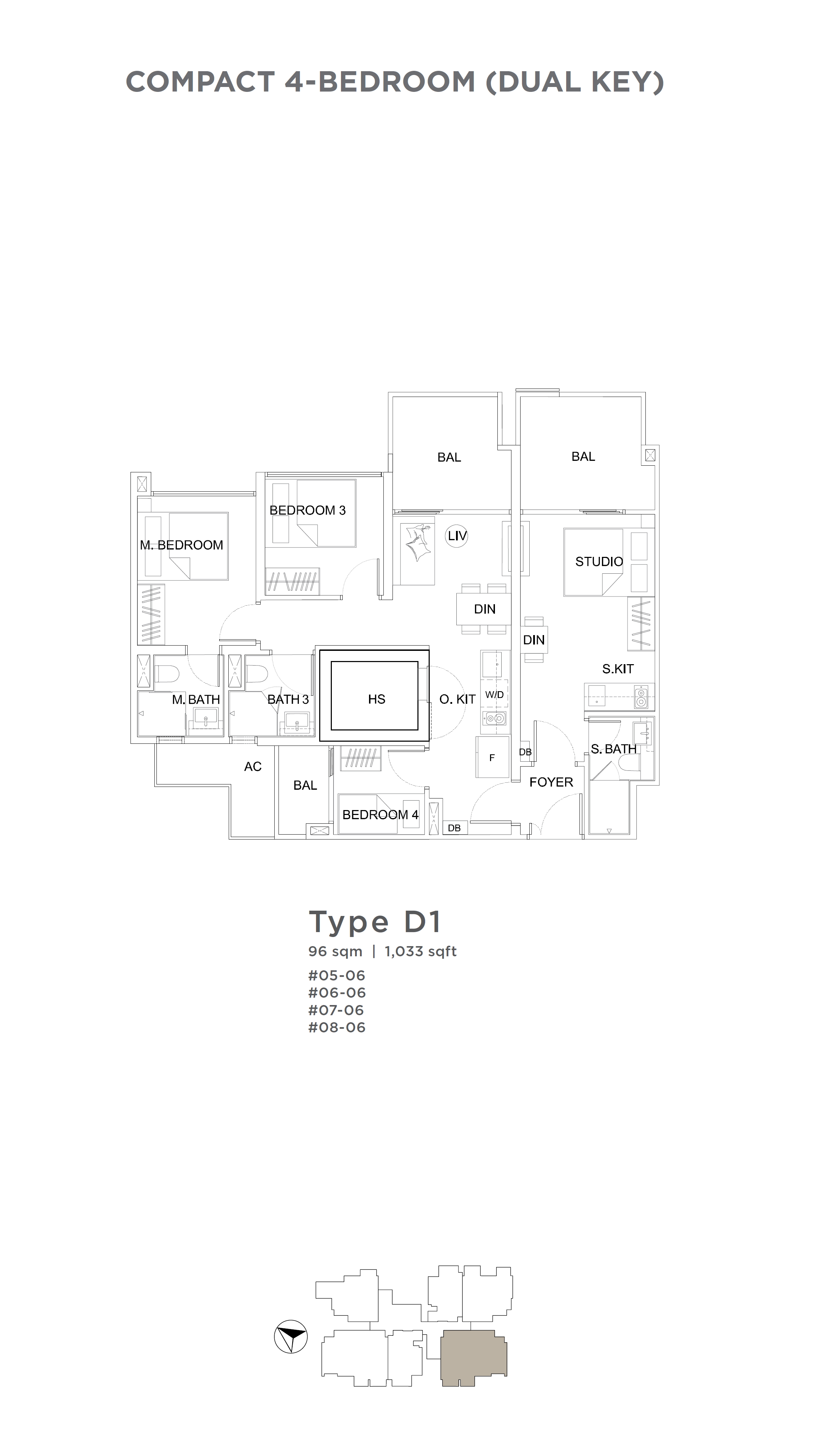 Uptown @ Farrer 1 Bedroom Floor Plan 4